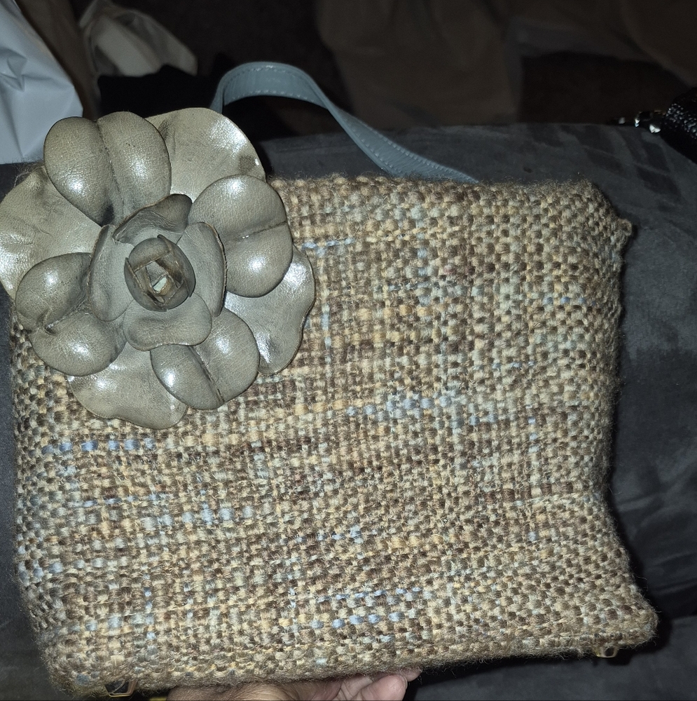 Paolo Masi Brown Mini Bag with Silver Flower